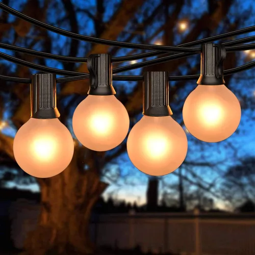 Vista 15 de SUNSGNE Guirnalda de luces de patio G40 impermeable de 100 pies para exteriores con 105 bombillas Edison transparentes, luces de globo para 24.9 ft