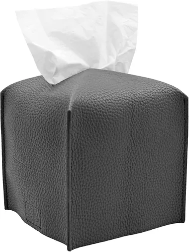 Vista 11 de Livelab Funda para caja de pañuelos, cuadrada, decorativa, de piel sintética, soporte para caja de pañuelos moderna, organizador de papel facial