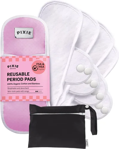 Vista 11 de Pixie Almohadillas de tela de algodón para el cuidado femenino, almohadillas reutilizables 100% orgánicas, clasificadas como 1 para las servilletas