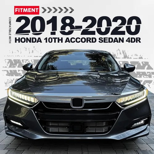 Vista 2 de KUAFU Juego de 3 piezas para parrilla delantera y cubierta de párpados compatible con Honda Accord 10th Gen Sedán 2018-2020, parrilla superior