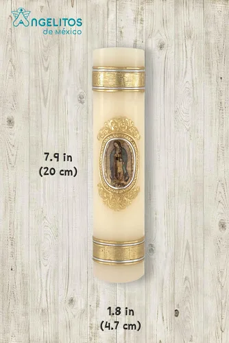 Vista 3 de Enmarcada Vela de Oración Nuestra Señora de Guadalupe Cirio de La Virgen de Guadalupe de Cuerpo Completo