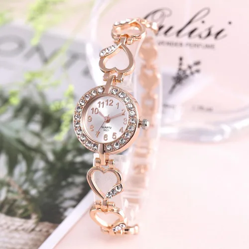 Vista 5 de ADSBIAOYE Reloj de pulsera de diamantes de lujo para mujer - Elegante correa de acero inoxidable hueco formal