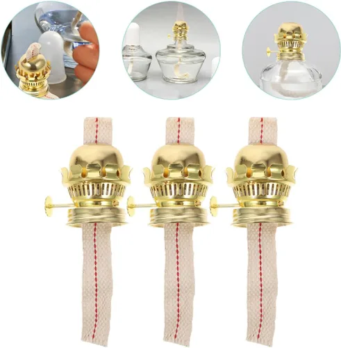 Vista 4 de Uonlytech 3 juegos de lámparas de latón de queroseno con mecha de aceite con anillo vintage chapado de reducción de piezas de aleación de aluminio