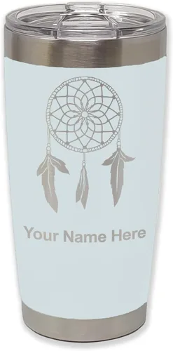 Vista 10 de LaserGram Vaso aislado al vacío de 20 onzas, atrapasueños, grabado personalizado incluido (negro) Engraved Gift, Vacuum Insulated Stainless Steel