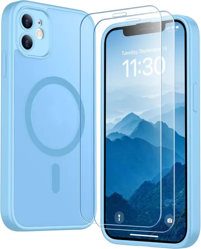 Vista 204 de SPIDERCASE Funda magnética translúcida diseñada para iPhone 11, con 2 protectores de pantalla de vidrio templado, antihuellas, para iPhone 11 de 6.1