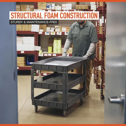Vista 3 de Ironton Carrito utilitario de 3 bandejas de capacidad de 500 libras, carrito de carga de construcción de espuma estructural sin mantenimiento