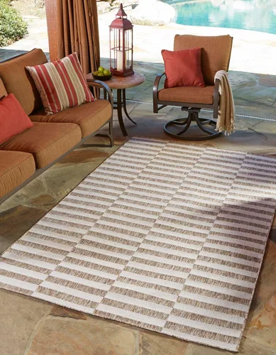 Vista 21 de Unique Loom Outdoor Striped Collection - Alfombra a rayas (4' 1" x 6' 1" Rectángulo, azul/marfil)