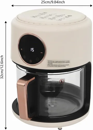 Vista 7 de Freidora de aire turbo de vidrio de 4.2L, freidora aireada visible de 360° 110V, pantalla táctil digital de 1200 W para hogar y restaurante