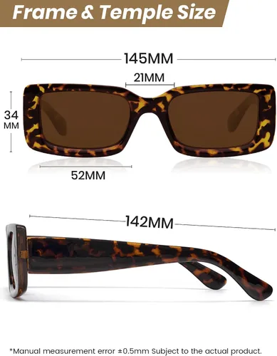 Vista 5 de Veda Tinda Vision Lentes de sol rectangulares para mujer y hombre, modernos años 90, estilo retro, cuadrados, TAC, polarizados, protección UV