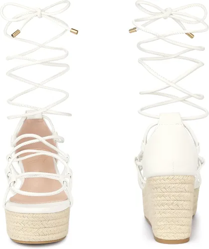 Vista 2 de Perphy Sandalias de tiras con tacón de cuña y plataforma con cordones para mujer