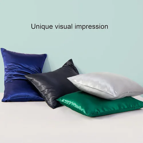 Vista 4 de FLXXIE Paquete de 2 fundas de almohada de satén para piel y cabello, 14 x 20 pulgadas, fundas de almohada de viaje suaves y sedosas para niños