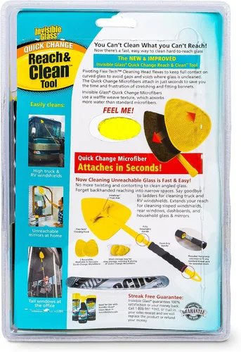 Vista 3 de Invisible Glass 95160 - Kit de herramientas de limpieza de parabrisas Reach & Clean con mango extensible, (2) microfibras reutilizables de cambio
