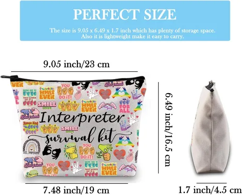 Vista 2 de GJTIM Bolsa con cremallera para intérprete, kit de supervivencia, bolsa de maquillaje para lenguaje de signos ASL