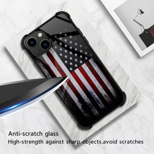 Vista 2 de ZHEGAILIAN Funda para iPhone 14 Plus, protección de grado militar, esquinas a prueba de golpes, funda antiarañazos para iPhone 14 Plus, bandera