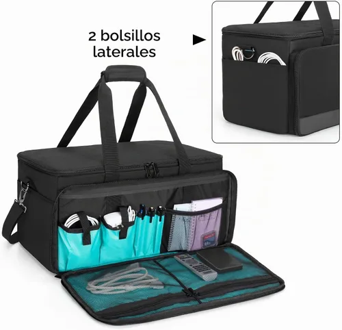 Vista 3 de LoDrid - Bolsa grande para archivos de cables con parte inferior acolchada para equipos de música, color negro