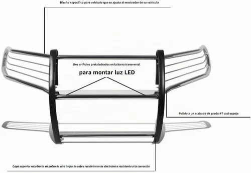 Vista 4 de Protector de parachoques con cepillo de rejilla Black Horse, acero inoxidable modular compatible con Nissan Frontier 2005-2021 Nissan Pathfinder