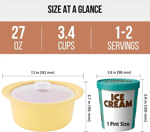 Vista 9 de Olla de vapor de microondas de silicona platino de 27oz con asa y tapa - Tazón de vapor coreano 100% apto para alimentos, olla resistente al calor