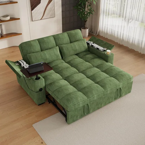 Vista 16 de KEIKI 65" 3-in-1 Sofa Bed, Folding Chenille Loveseat Sleeper with USB