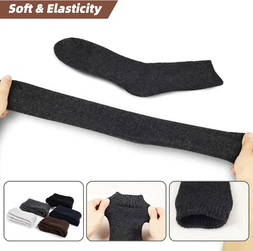 Vista 4 de VoJoPi Wool Socks Mens, 5 Pairs Thermal Warm Socks for Men Hiking Walking Super thick and Soft Cozy Boot Socks