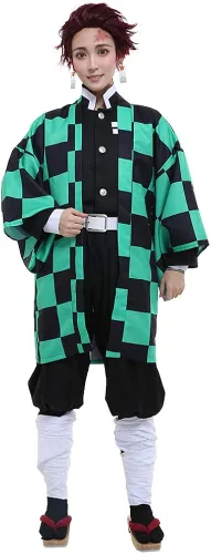 Vista 5 de MICCOSTUMES Disfraz de Kamado Tanjiro para hombre, uniforme de kimono con bata, cosplay