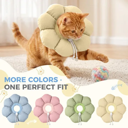 Vista 3 de Avont Soft Cat Cone S Apricot Post-Surgery Anti-Lick Ajustable Albaricoque