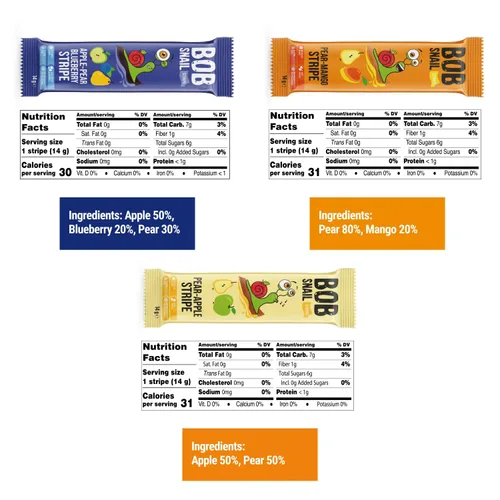 Vista 8 de Paquete variado de 30 tiras de carne seca de cuero de frutas, aperitivos azul/amarillo/naranja