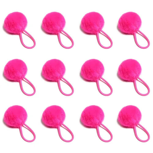 Vista 7 de SUSULU Bandas elásticas de pelo sintético de conejo con pompón para mujer, banda de goma con soporte de cola de caballo de 2.0 in, accesorios 6