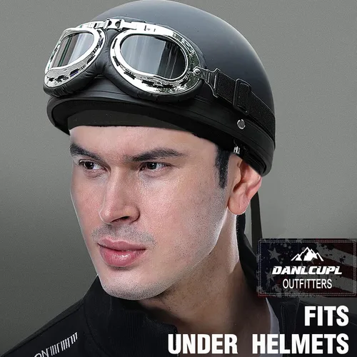 Vista 6 de DANLCUPL DOO Rags Dew Rag Skull Cap Pirate Hat Cooling Head Wrap Bandana Casco Liner para Hombres Ciclismo Motocicleta