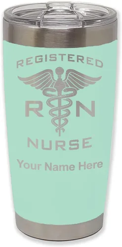 Vista 54 de LaserGram Vaso aislado al vacío de 20 onzas, enfermera registrada RN, grabado personalizado incluido (negro)