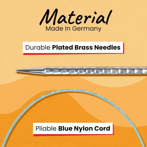 Vista 3 de skacel by addi Rocket 2 (Squared) Circular Knitting Needles, Fixed 20 Inch (50 cm) Plated Brass Tips with Flexible Nylon Cord, 2.5 mm (US Size 1)