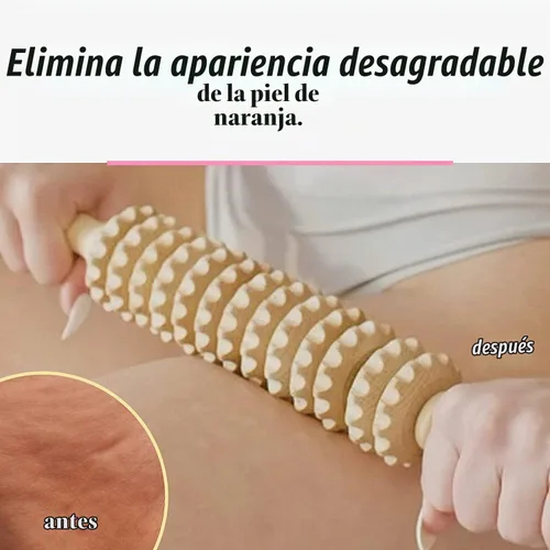 Vista 5 de Tuuli Masaje Anti Celulitis Masajeador 0.8 x 15.7 in Rodillo con Mango Maderotherapy Madera