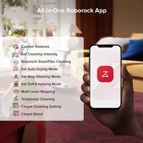 Vista 11 de roborock Qrevo S5V Robot Aspiradora y Trapeador, Trapeado de Borde FlexiArm, Succión de 12,000Pa, Sistema Dual Cero Enredos, Evitación Inteligente