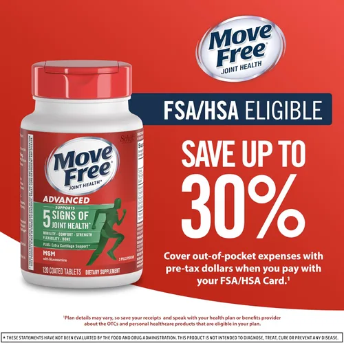 Vista 6 de Move Free MSM 1500 mg (por porción) con glucosamina y condroitina - tabletas avanzadas de apoyo para articulaciones, para flexibilidad de movilidad