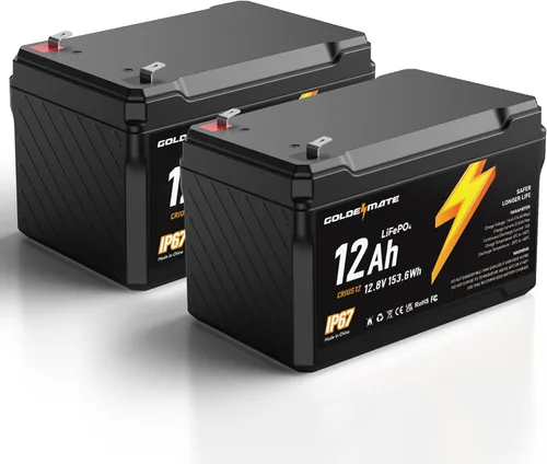 Vista 14 de GOLDENMATE - Batería LiFePO4 de litio de 12 V, 7 Ah, impermeable IP67, ligera