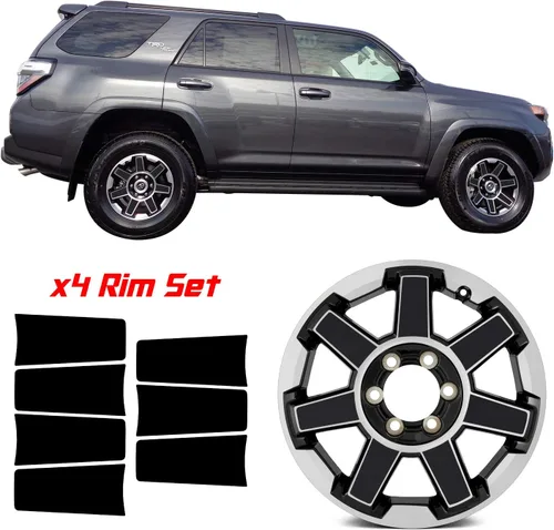 Vista 2 de Gomu 4 calcomanías de vinilo para llantas de rueda compatibles con ruedas todoterreno 4Runner 2014 2015 2016 2017 2018 2019 2020 – negro mate