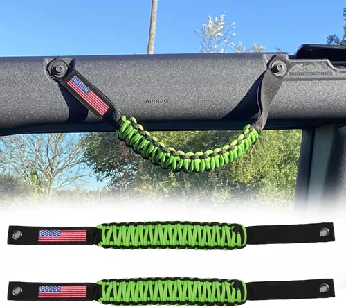 Vista 9 de Asas de agarre para barra antivuelco, mango de agarre Paracord para Ford Bronco, paquete de 2 (color negro)