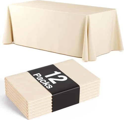 Vista 7 de Paquete de 6 manteles rectangulares desechables de plástico color negro, 70 x 120 pulgadas, para fiestas, mantel rectangular, manteles desechables