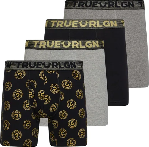 Vista 12 de True Religion Mens Boxer Briefs Cotton Stretch Underwear for Men Pack of 4 Negro