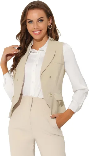 Vista 2 de Allegra K Chaleco de mujer con cuello de solapa y espalda cruzada