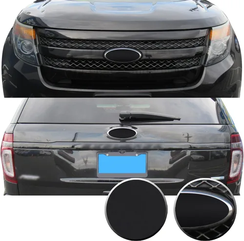 Vista 5 de Gomu Emblemas Delanteros Traseros Blackout Kit de Revestimiento de Vinilo Precortado Compatible con Ford Explorer 2011 2012 2013 2014 2015 - Negro