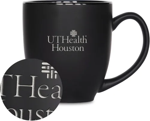 Vista 299 de Rico Industries - Taza de cerámica mate negra con grabado láser estándar de 15oz para NCAA (escuelas T & U) - Para bebidas calientes o frías