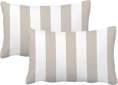 Vista 9 de Leaveland Juego de 2 fundas de almohada cuadradas de algodón y poliéster de 16 x 16 pulgadas, diseño de rayas blancas y negras, fundas decorativas