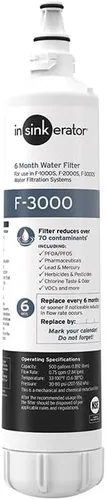 Vista 5 de Cartucho de repuesto para filtro de agua bajo el fregadero INSINKERATOR F-1000 para el sistema de filtración de agua INSINKERATOR, filtro de cloro