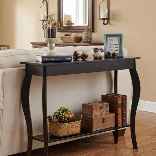 Vista 3 de ChooChoo Mesa consola estrecha, mesa de sofá elegante y decorativa, mesa de entrada, 39.3 pulgadas, color negro