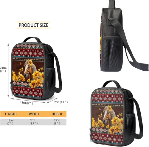 Vista 99 de HUGS IDEA Juego de 3 bolsas escolares con aislamiento térmico para el almuerzo, estuche para lápices