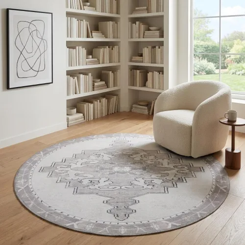 Vista 29 de Unique Loom Timeless Collection - Alfombra de área - Thomas (2' x 3' 1" ovalada, negro y blanco/gris)