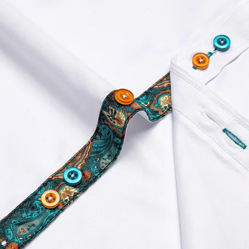 Vista 7 de DiBanGu Camisa casual de manga larga con botones para hombre, camisa de vestir de ajuste regular