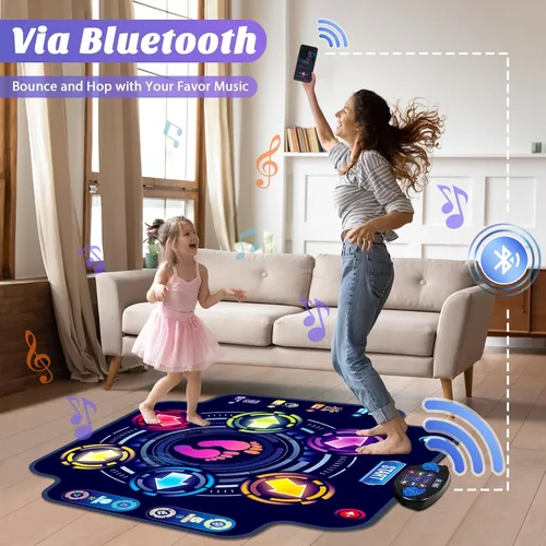 Vista 6 de KIZJORYA - Alfombrilla de baile para niños, almohadilla de baile electrónica iluminada con Bluetooth 5 Speeds 9 Levels, Music Game Dance Toy