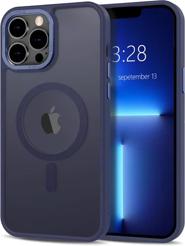 Vista 90 de Anuck - Funda magnética para iPhone 11 compatible con MagSafe, carcasa trasera mate translúcida dura, borde de TPU, delgada, resistente a impactos