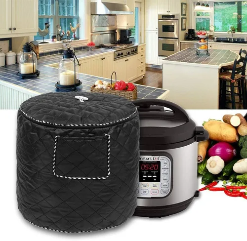 Vista 6 de Funda para freidora de aire también para olla instantánea de 6 cuartos de galón y olla a presión eléctrica con bolsillo, cubierta a prueba de polvo